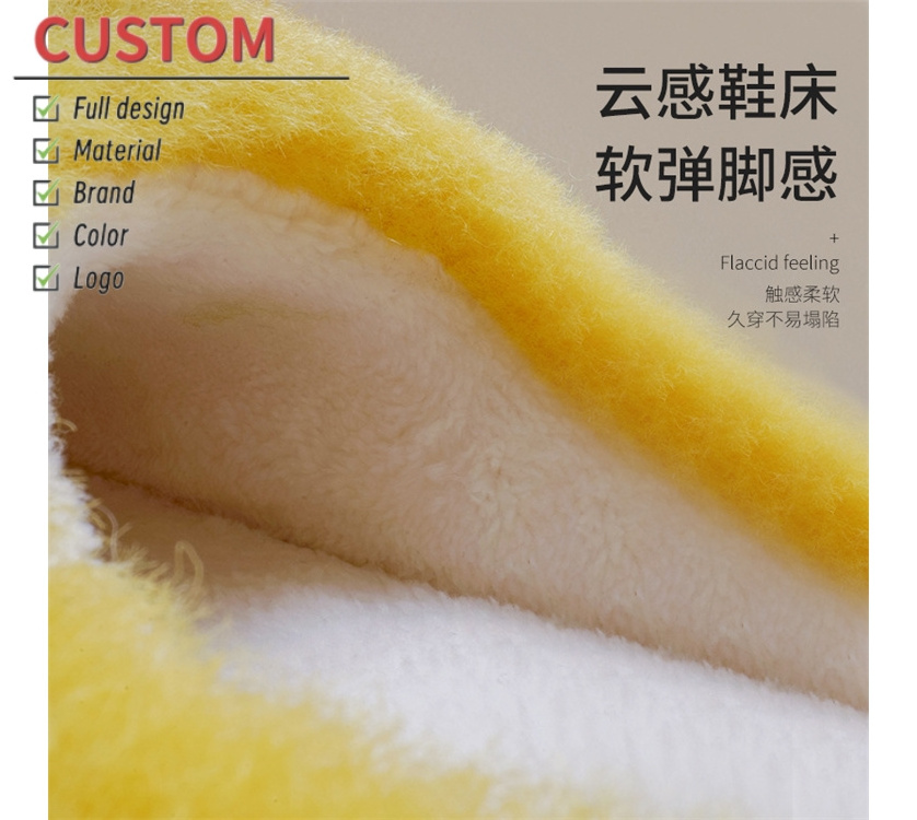 Winter cotton slippers plush fluffy women's winter warm slippers big flower  thick bottom slippers