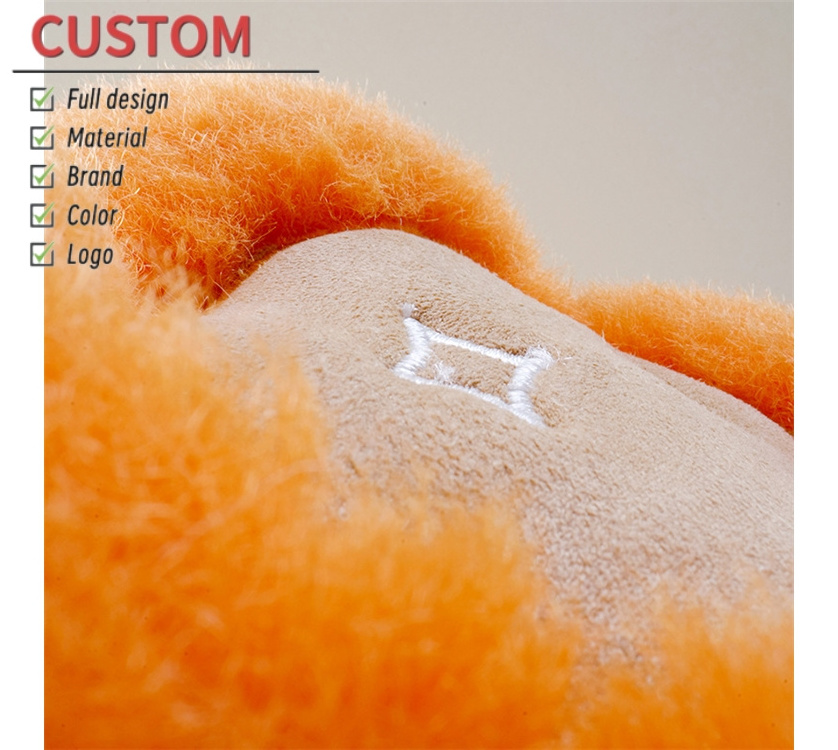 Winter cotton slippers plush fluffy women's winter warm slippers big flower  thick bottom slippers