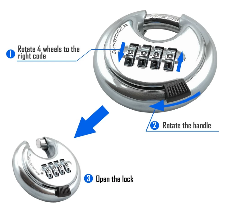 American Market 70mm High Security Stainless Steel padlock Combination Round Disc Padlock disc Lock