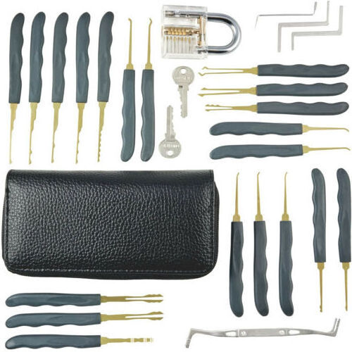 china supplier wholesale 24pcs  lock pick  set Transparent Practice Padlock locksmith lock picking tool set