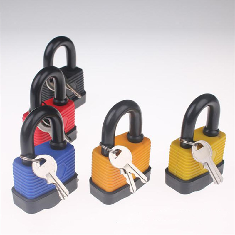 Outside Waterproof Steel Laminated Padlock Safety Hardened Iron Padlock with PVC Cover