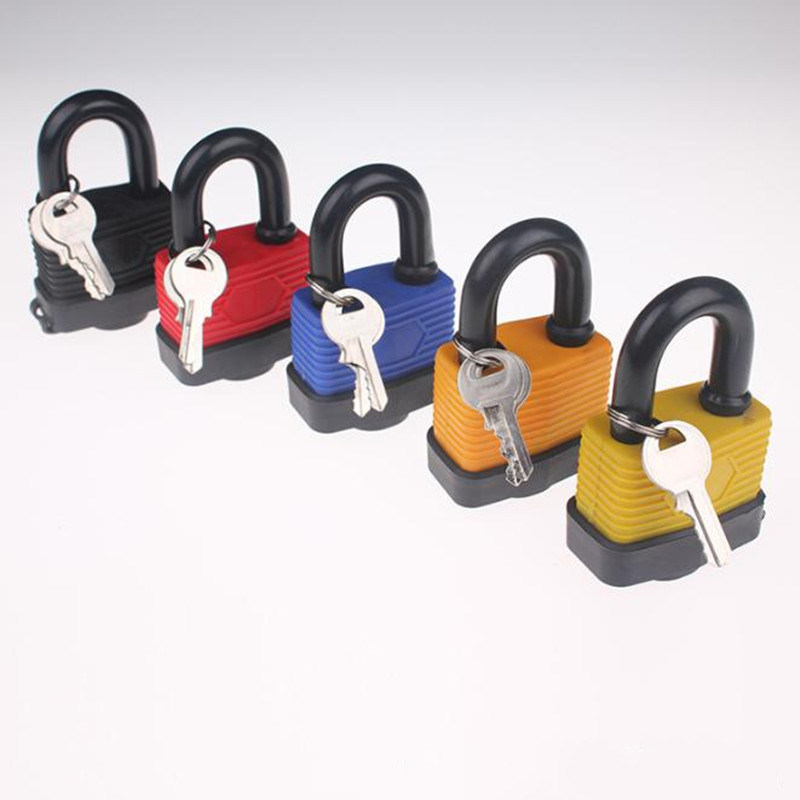 Outside Waterproof Steel Laminated Padlock Safety Hardened Iron Padlock with PVC Cover