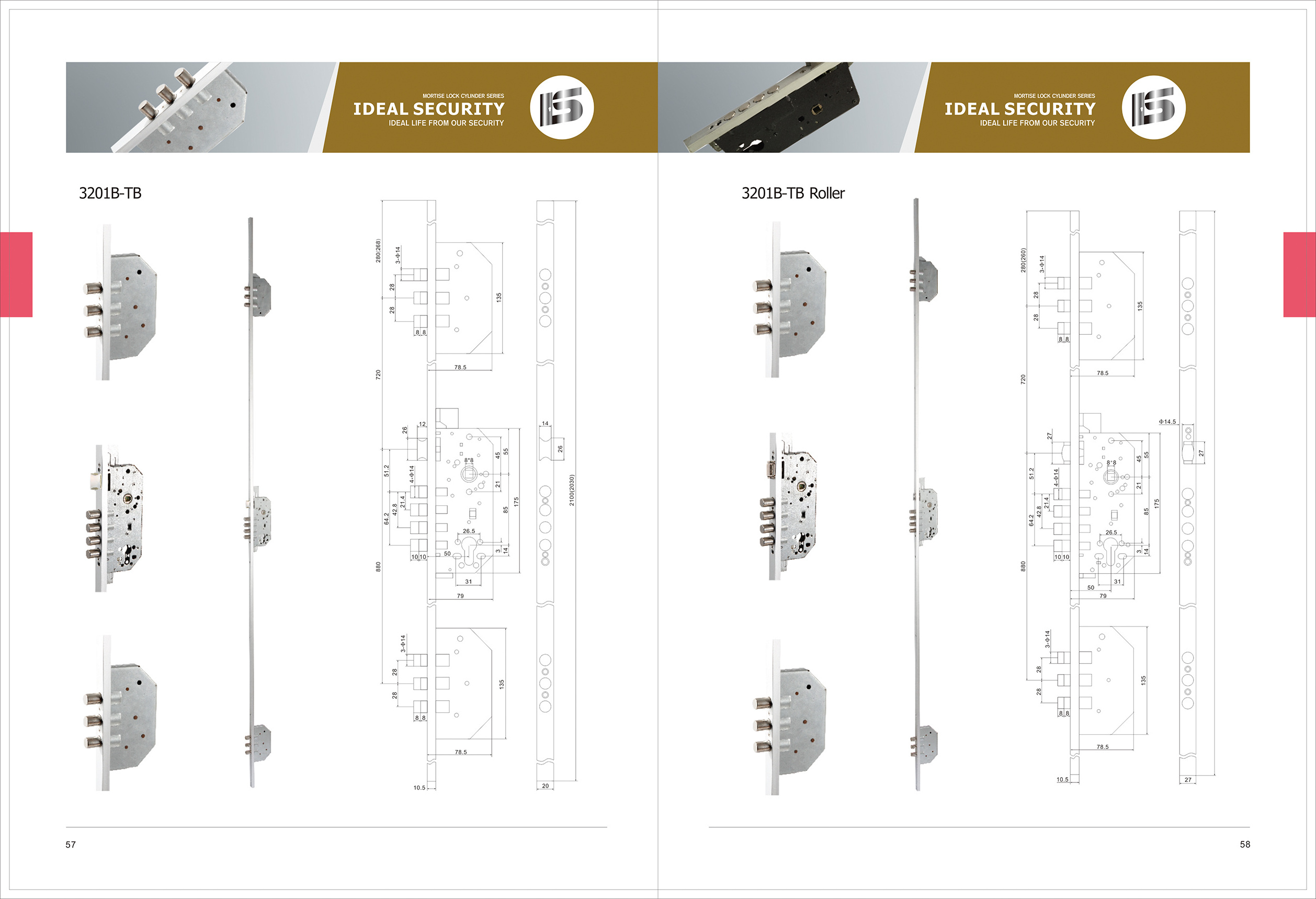 High Security 3 Point Mortise Door Lock Body Cerradura de Embutir de 3 Puntos de Cierre multi lock security lock for door