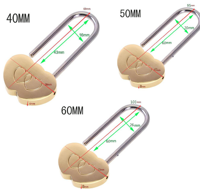 No Keyed pad lock Engraved Double Heart shape Lock Lovers Wedding Gifts Brass Padlock love lock padlock