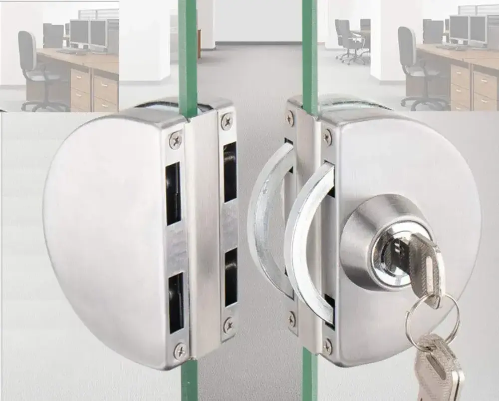 Wholesale steel double side sliding glass door lock Toughened Double Side  Sliding Glass Door Locks with 3 Keys