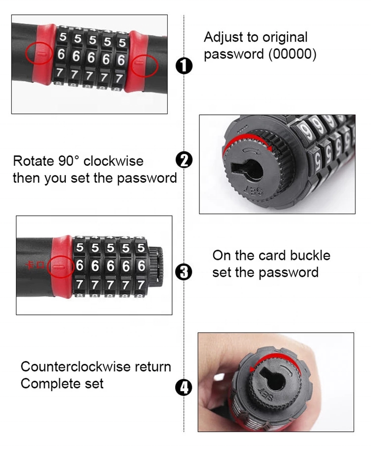 Bicycle chain lock anti-theft mountain password chain combination 20mm padlock bike lock 5 digits security lock for bike