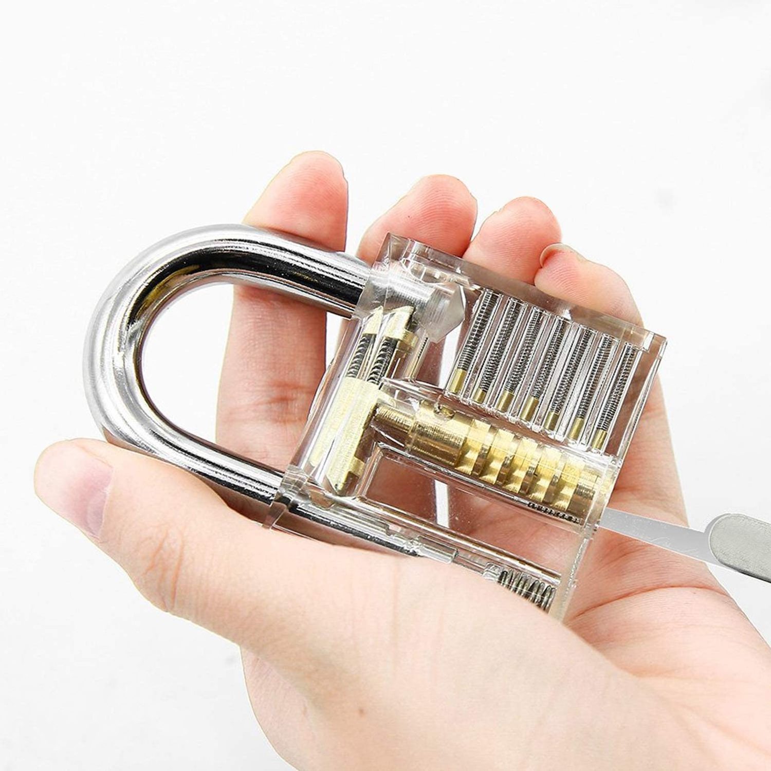 2 pcs  transparent padlocks Lock set training kit Stainless Steel Multitool Practice Tool