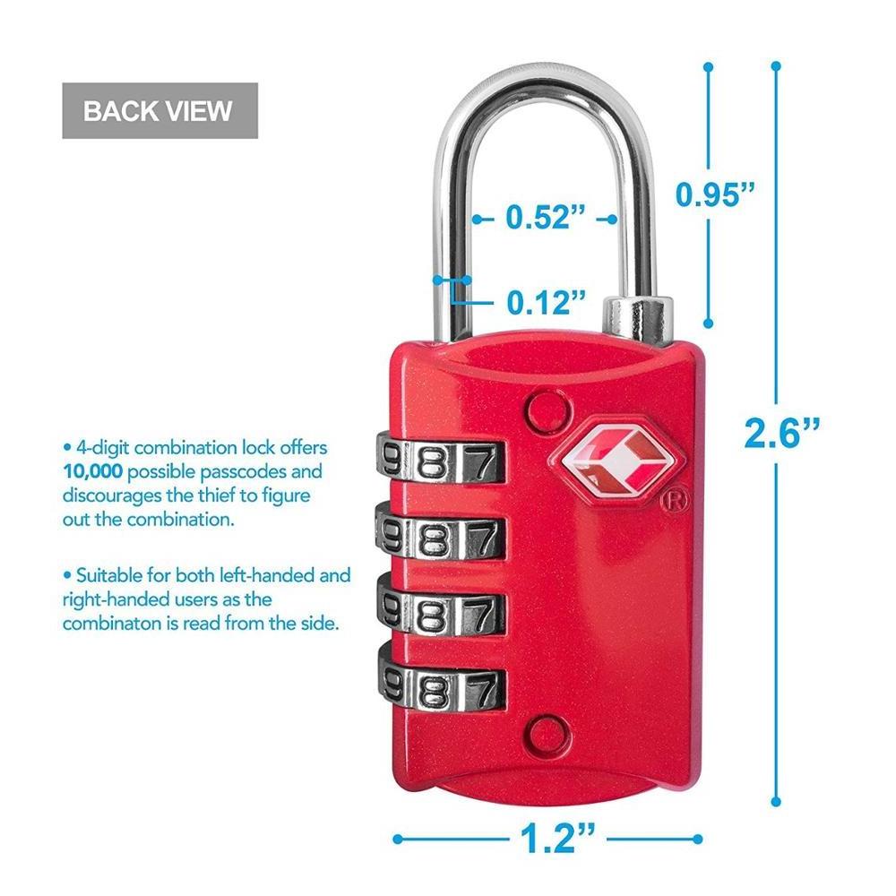 TSA 4 Digit Combination Stainless steel Padlock Luggage Travel Lock Zinc alloy combination padlock