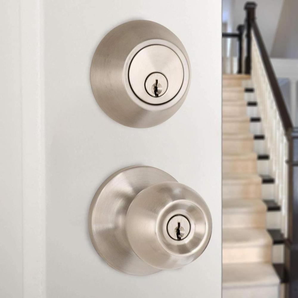 Stainless Steel  Brass Polished Combination Lock Double Security Entry Knob  Deadbolt  Door Lock