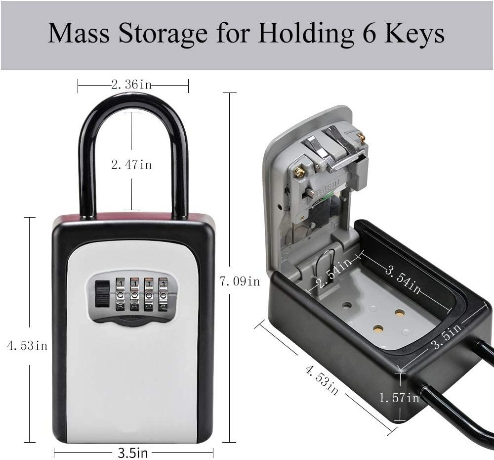 Custom 4 Digital lock box Colorful Wall Mount Key Safe lock box combination Storage key Lock Box