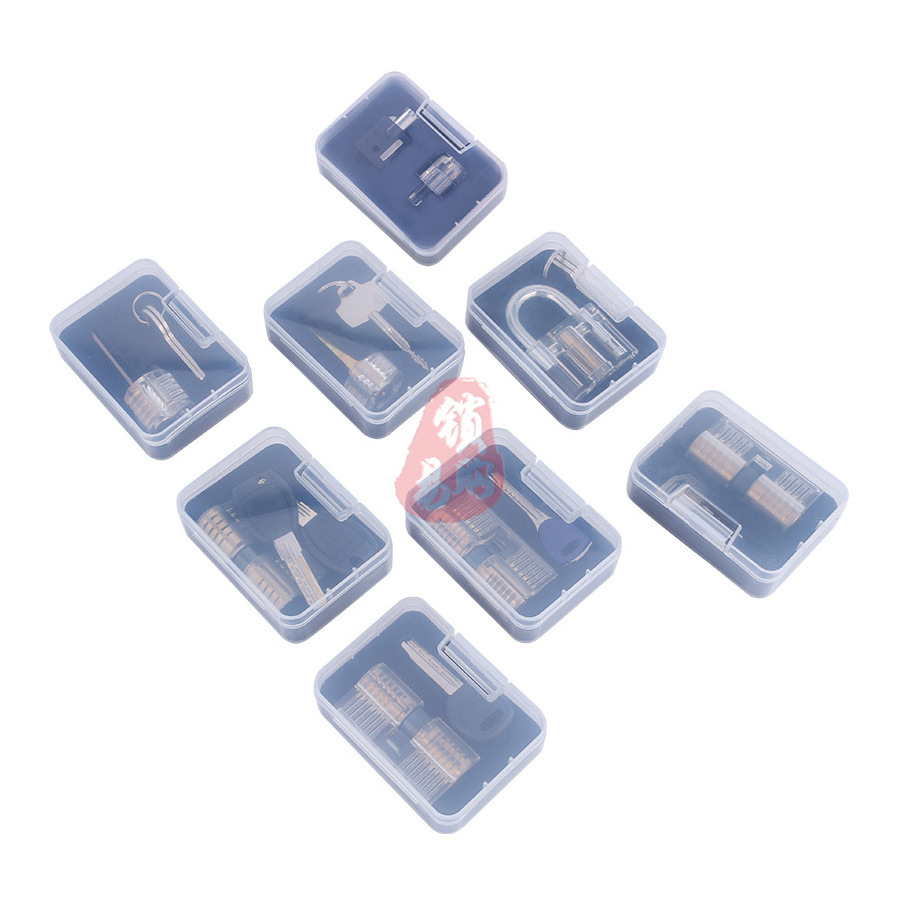 9pcs Professional Practice Lock Transparent Cutaway Practice Tools Locksmith  Clear Lock picking set