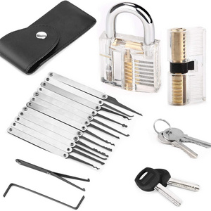 Stainless Steel Flashlight Transparent Padlock 18 pcs Lock Pick Tool  set