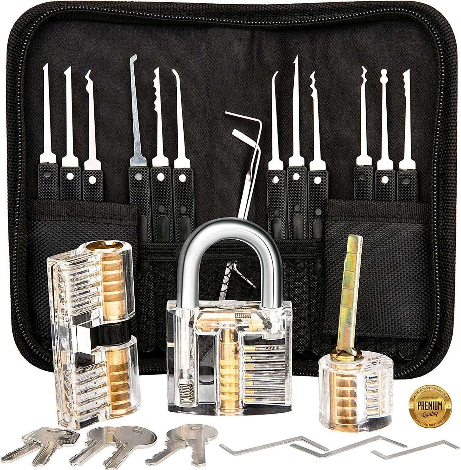 Hook Tools Lock Picking Practice Set 17pcs Stainless Steel Lock Pick Set Training Kits with  Practice Lock