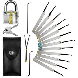 Stainless Steel Set 15 pcs Lock Pick Tool lock picking kit set With Practice Lock Cheap