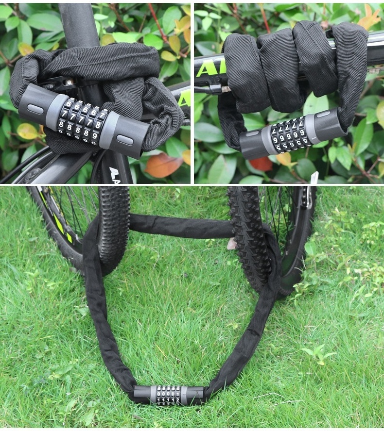 Outdoor 5-digit Bicycle Accessories Lock Bike Anti-Theft Motorcycle Bicycle Chain Secuirt Lock