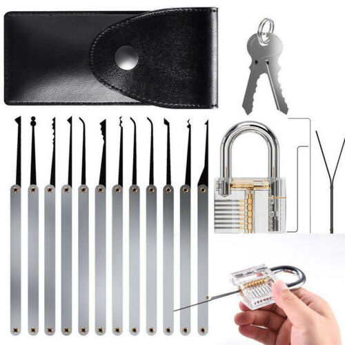 Stainless Steel Set 15 pcs Lock Pick Tool lock picking kit set With Practice Lock Cheap