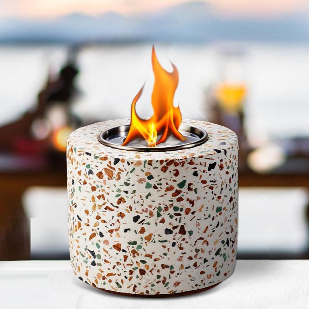 HOT SALE terrazzo Rubbing Tabletop Bio Ethanol Fireplace Smores Maker Tabletop Fire Pit Portable Table Top Fire Pit Bowl