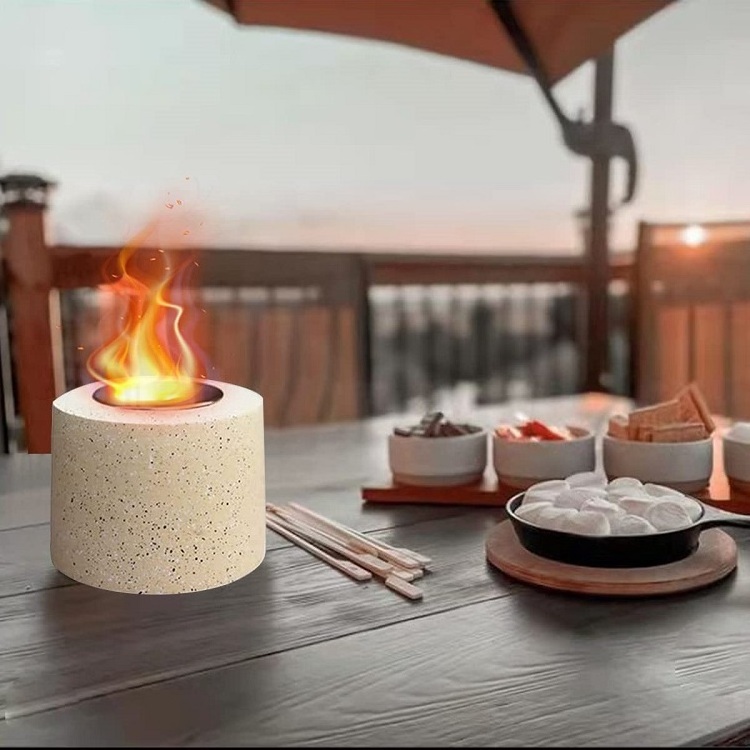 SUNBOW Bio Ethanol Ventless Tabletop Fire Pit round ethanol smokeless Clean Burning Real Flame fireplace for Patio Balcony