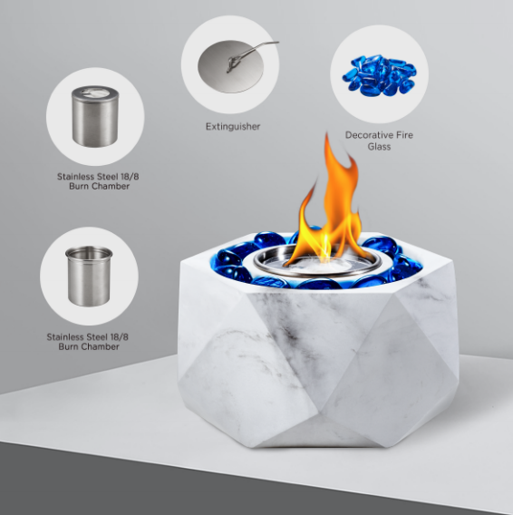 Hexagonal shape table top firepits Mini Portable Bioethanol cement Tabletop Fireplaces outdoor heater Table Fire Pit