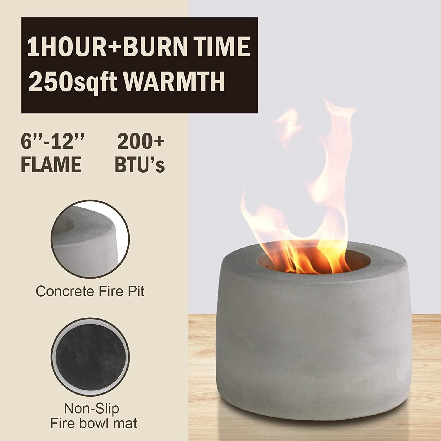 Portable Indoor outdoor Concrete Fire pit Tabletop fireplace personal ethanol firepits BBQ maker Mini Cement Fire Pit Bowl