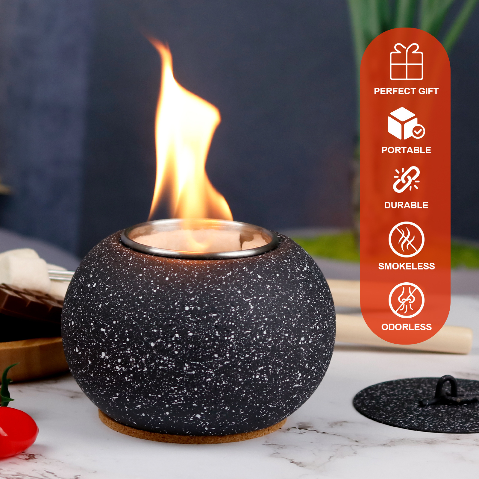 Portable Sphere Mini fireplace Concrete Fire Pit outdoor fireplace patio heater Bio Ethanol Tabletop Fire Pit Bowl