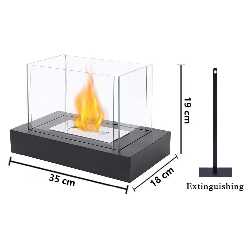 SUNBOW Mini Outdoor Tabletop Bioethanol Fireplace Smokeless Indoor Table Top Bio Ethanol Fireplace Tischkamin fur Fire Pit Glass