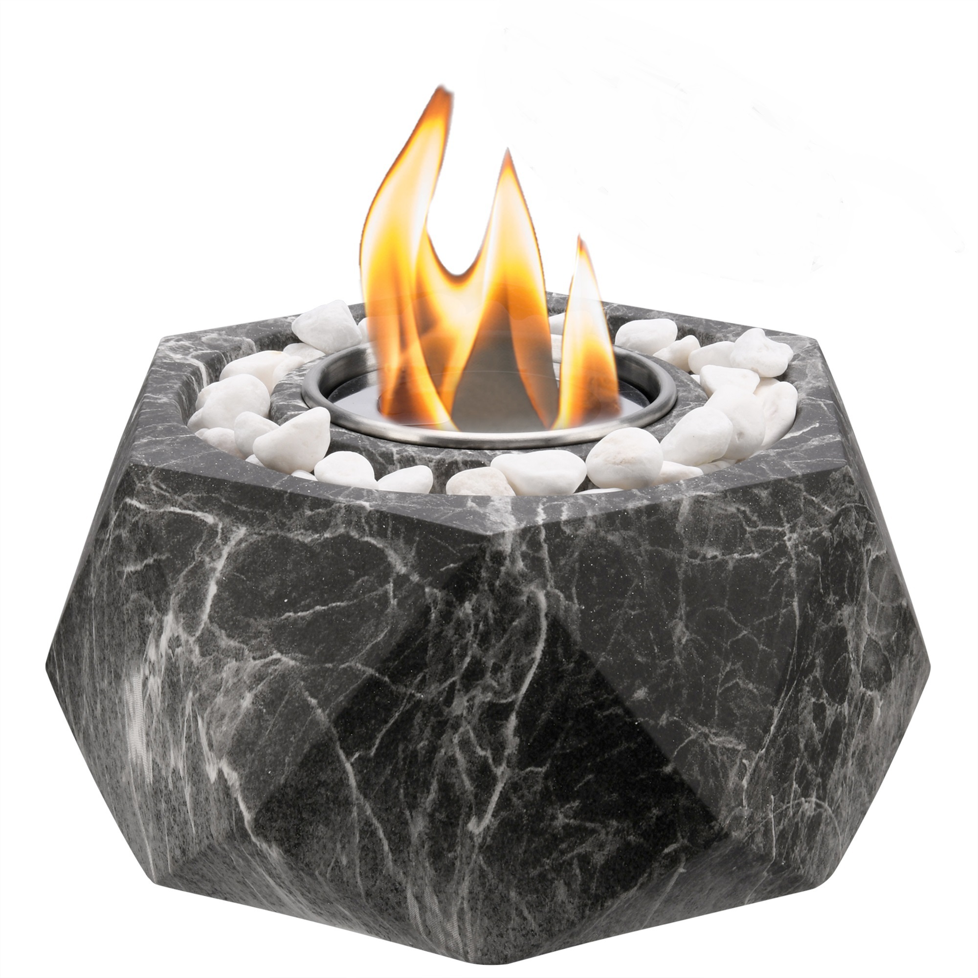 SUNBOW hexagonal design bio ethanol tabletop fireplace marble effect concrete Tabletop Fire Pit portable table Top fire pit bowl