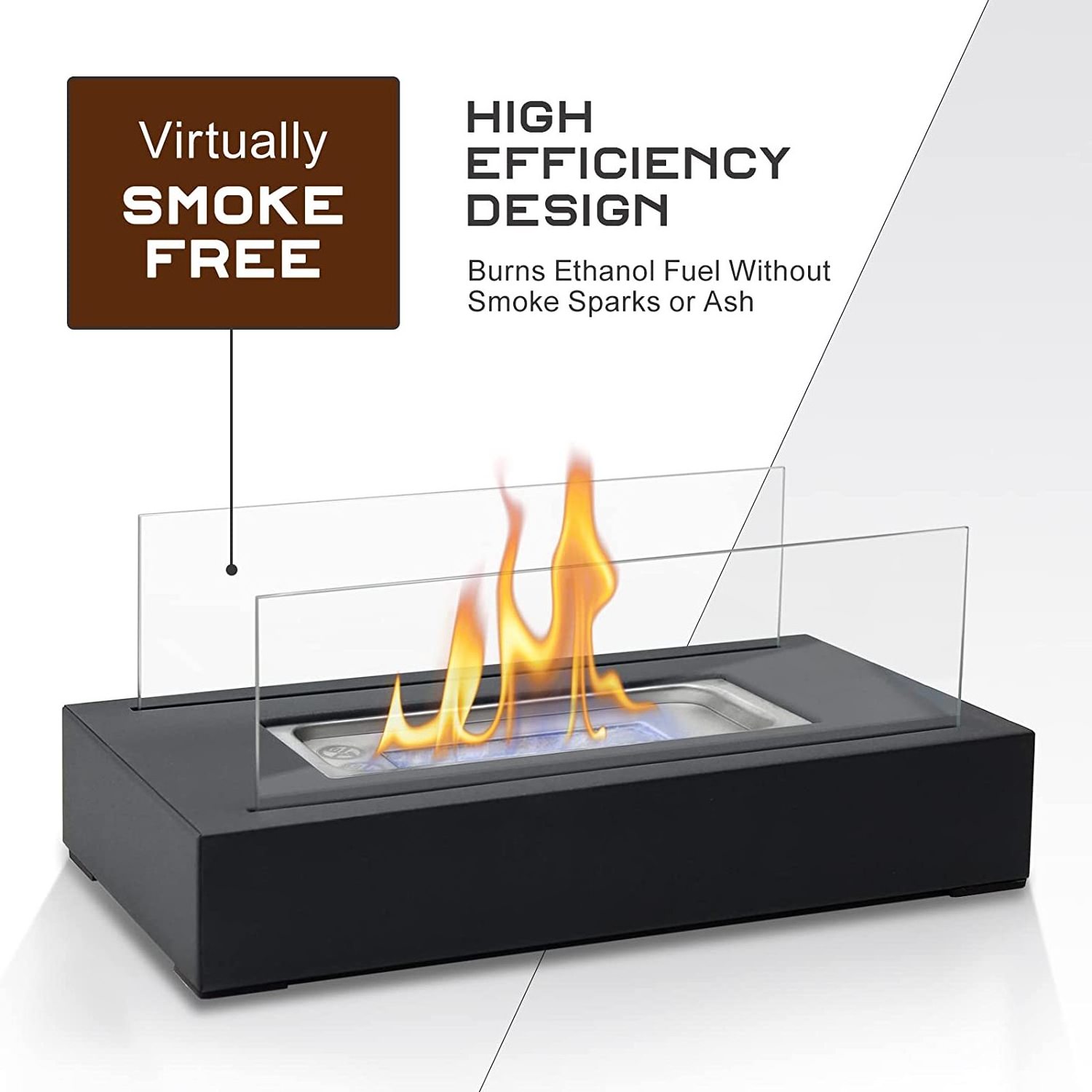 Rectangle Tabletop BioEthanol Fireplace Smores Maker table top Fire Pit Portable Fire Bowl tabletop Fireplace Real fire Burning