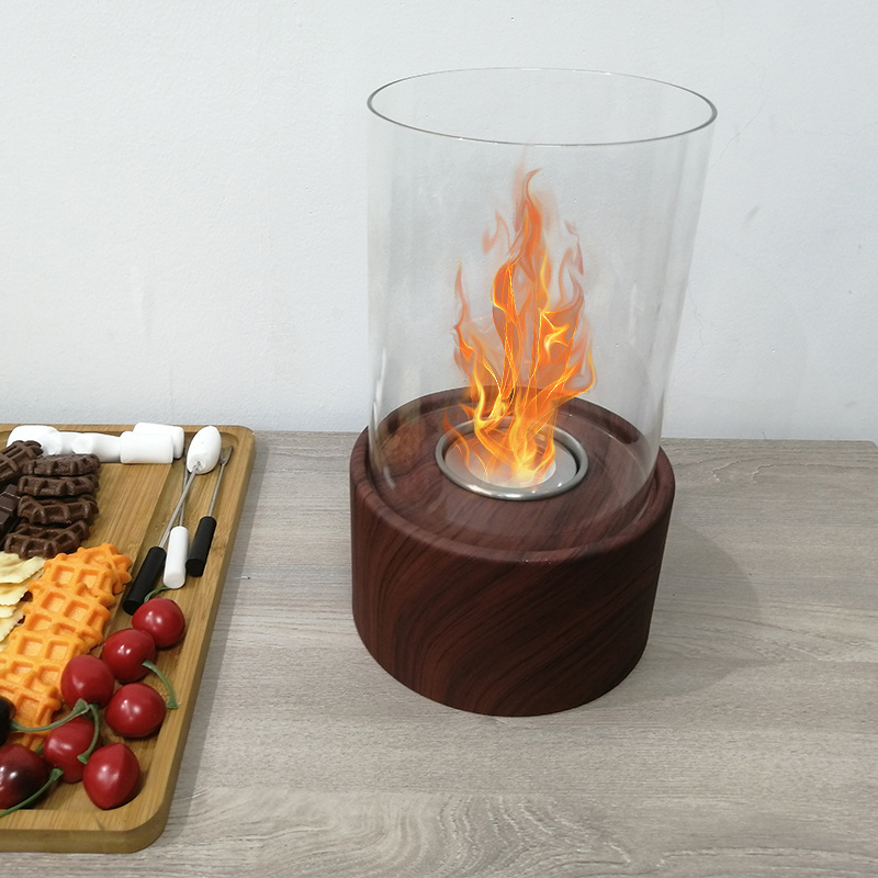 Wholesale Tabletop wood grain Fire Pit Modern Design Smokeless Indoor Table Top Bio Ethanol Fire Pit Table Ethanol Fireplace