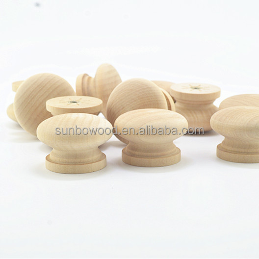 wholesale round wooden drawer knobs   wooden  mushroom knob customized knob handles wood