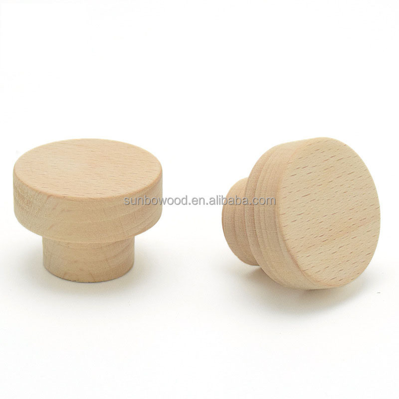 Wholesale wooden furniture cabinet handles and knobs use for cupboard drawer knobs wooden knob handles