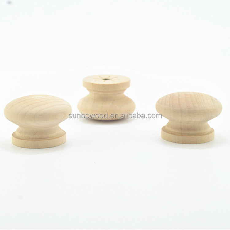 wholesale round wooden drawer knobs   wooden  mushroom knob customized knob handles wood