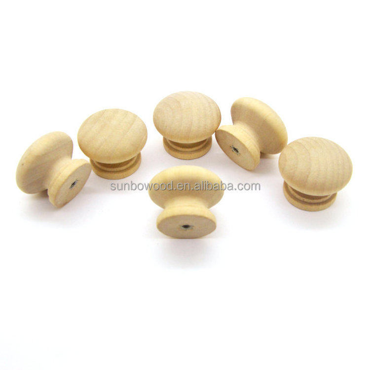 wholesale round wooden drawer knobs   wooden  mushroom knob customized knob handles wood