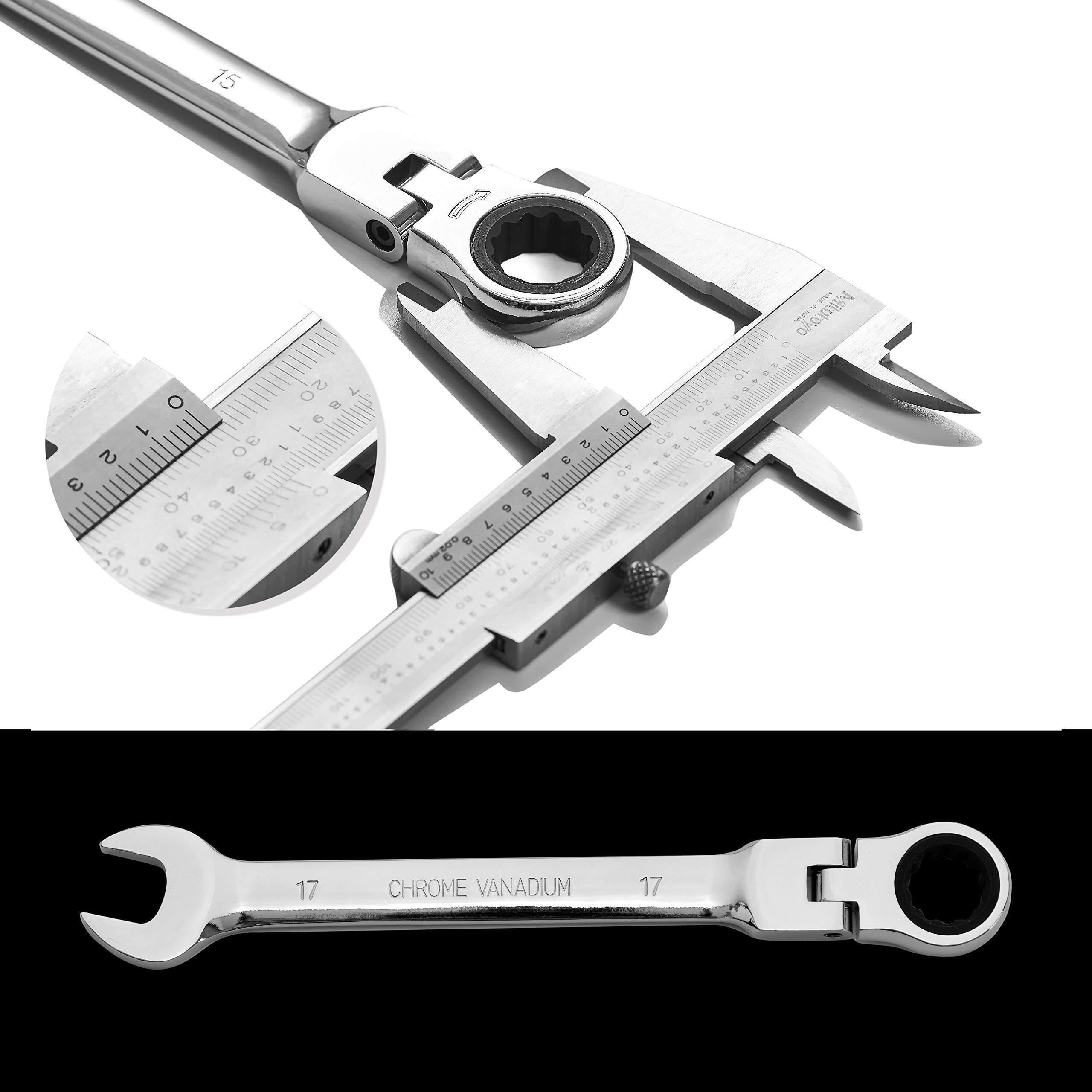 Sunbright Ratchet Spanner Set Ended Torque Force Hand Tool Kit Carbon Steel Handle Flex Reversible Combination Wrenches