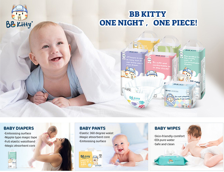 BB Kitty Sensitive High Quality Disposable Diapers 2-5kg With Prints Baby Diapers All Sizes For Baby Promotion