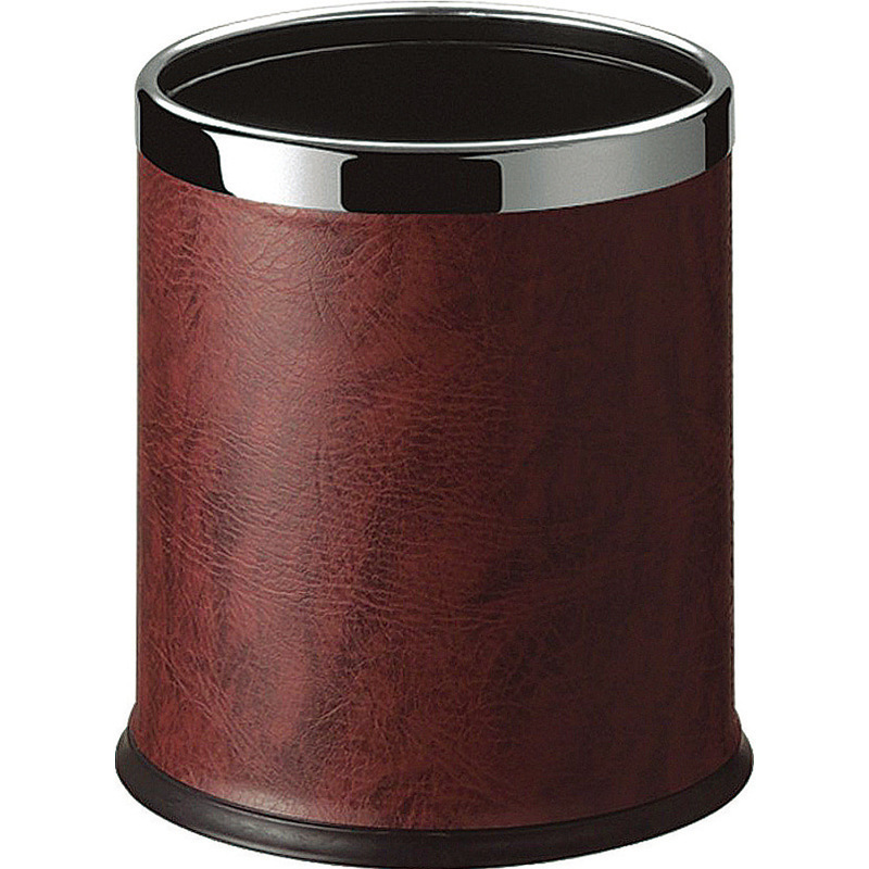 High-end Open Top Artificial Leather Garbage Bin Double Layer Round Room Trash Can