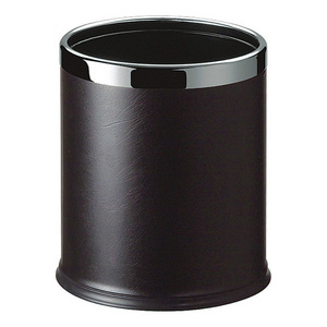 High-end Open Top Artificial Leather Garbage Bin Double Layer Round Room Trash Can