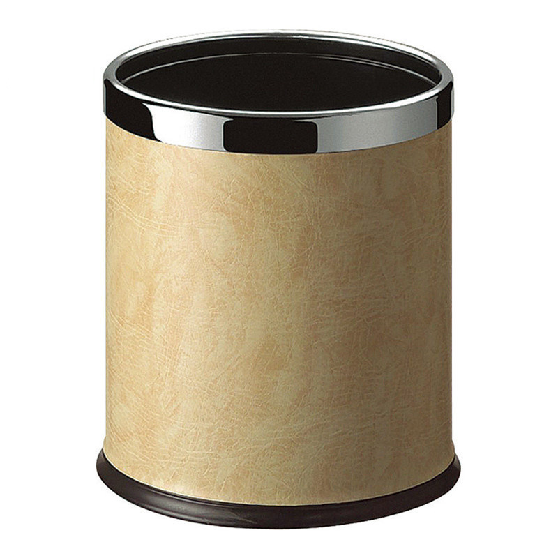 High-end Open Top Artificial Leather Garbage Bin Double Layer Round Room Trash Can