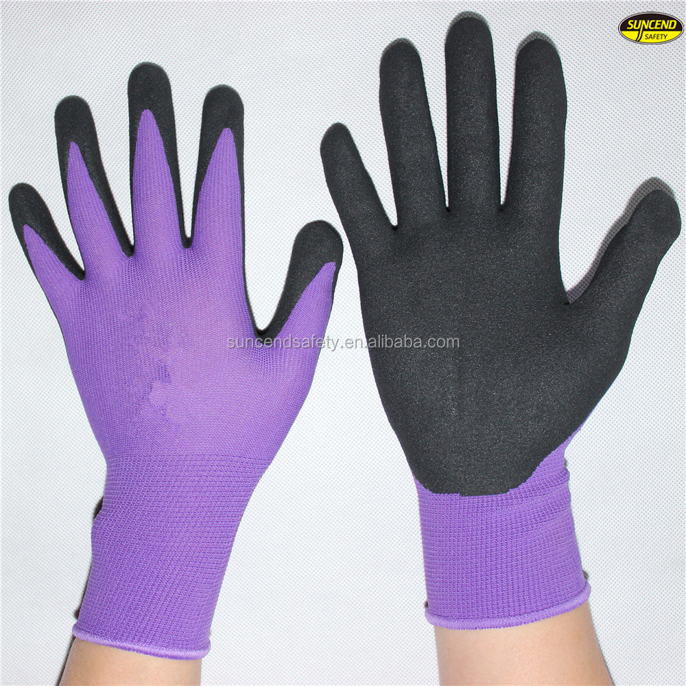 Diesel mechanical working protection safetguard great grip sandy nitrile coated gloves