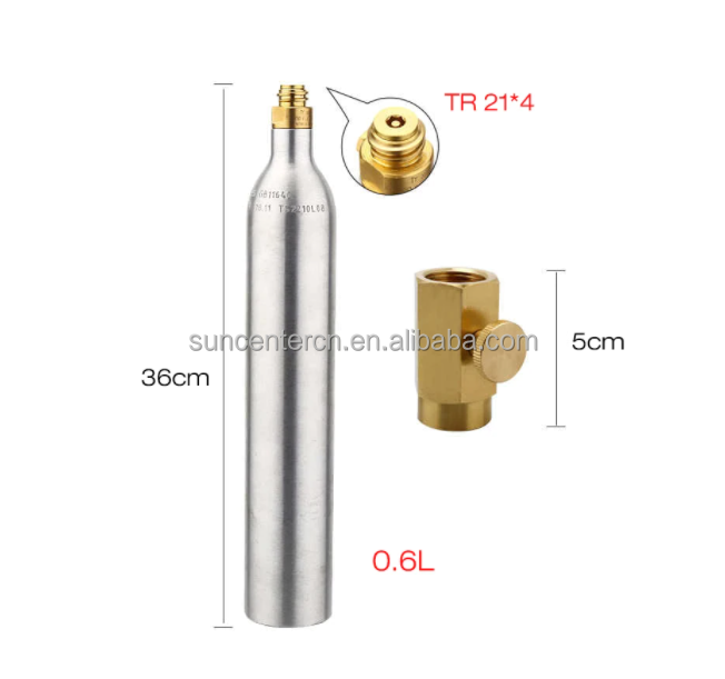 Food Grade Aluminium Soda C02 Gas 0.6l Soda Cylinders Co2 Cartridge for Soda Maker