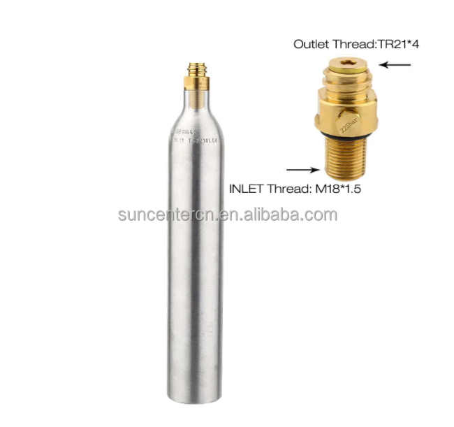 Food Grade 425g 0.6L Co2 Aluminum Bottle Gas Cylinder For Soda Maker Machine