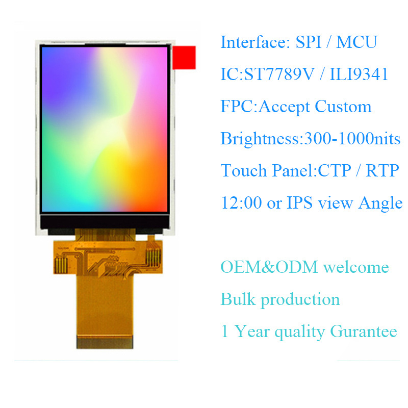 2.8 Inch 240X320 MCU/SPI Interface all Micro LCD Display 2.8'' TFT LCD Display With ILI9341 IC or ST7789V IC