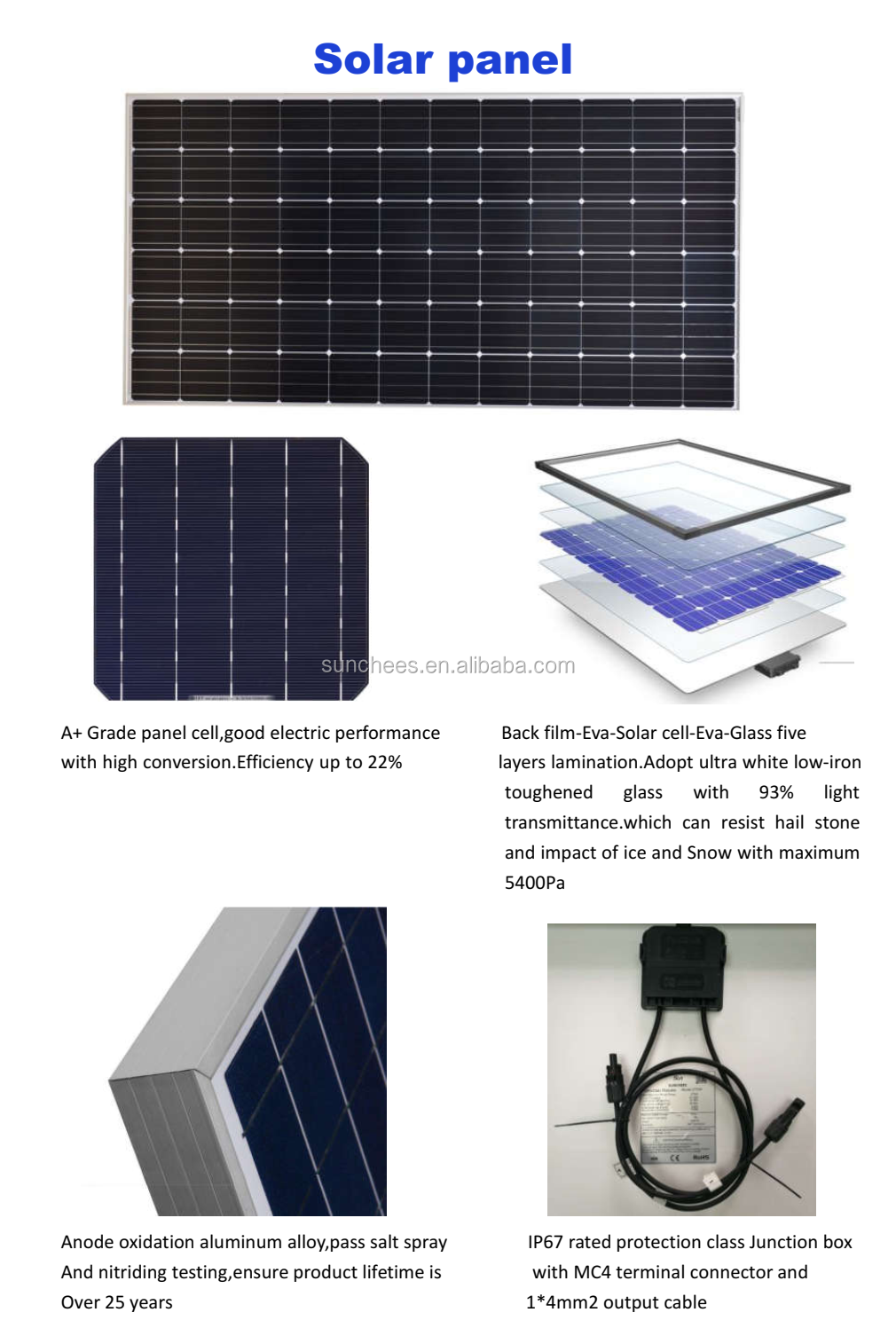 High quality solar system 5kw complete with high efficiency 500W solar panels price Chinese solar energy system