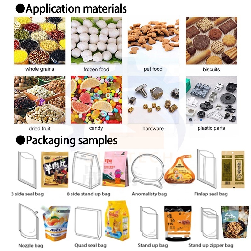 Automatic doypack sugar cookies biscuits chips pet frozen food Multi-Function snacks premade bag packaging machine