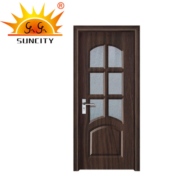 Luxury Turkey Waterproof Sliding Bathroom Black Interior Plastic MDF PVC Doors For Houses