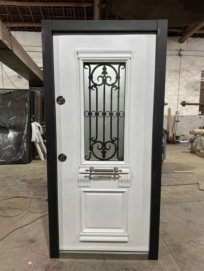 Sun City decorative metal custom steel security door Made Powder Coating Commercial glass steel door