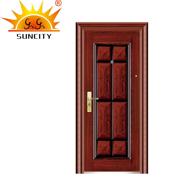 manufacturer simple design pressed 8 panel metal entry door