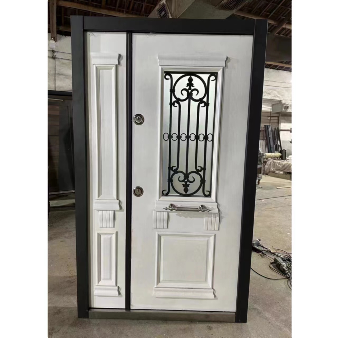 Sun City decorative metal custom steel security door Made Powder Coating Commercial glass steel door