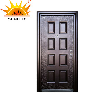 manufacturer simple design pressed 8 panel metal entry door