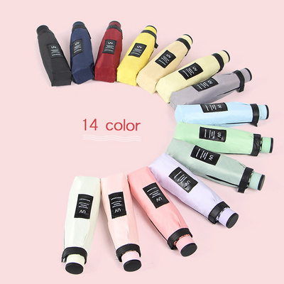 Print Logo Rainy Day Super Mini Portable Travel Sun Uv Protection Compact Pocket 5 Fold Foldable Umbrella